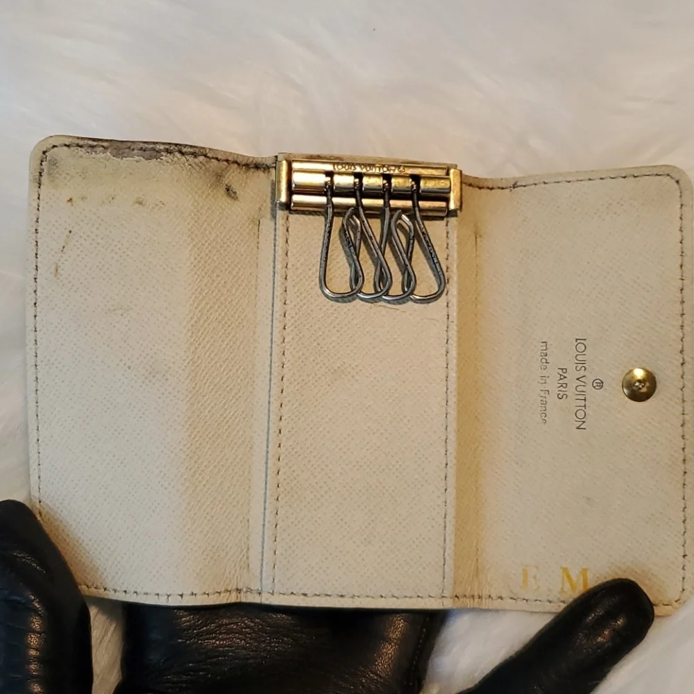 Auth Louis Vuitton Damier Azul 4 Key Holder